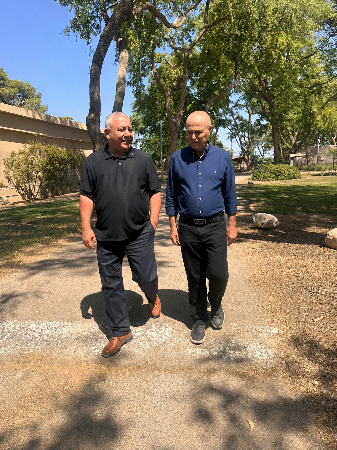 כמיל אבו רוקן משוחח עם איש ציבור בכיר במהלך סיור בשטח